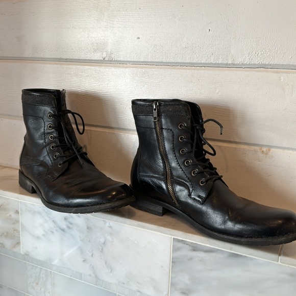 Joe’s Jeans Mitch Black Leather & Textile Combat High-Top Lace-Up Boots Size 9 - Picture 4 of 16